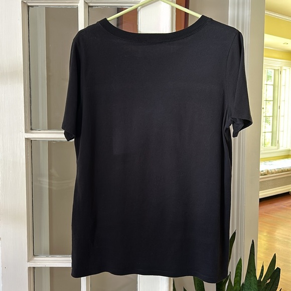Sandro black t-shirt with front Silk panel. Perfect condition - Picture 4 of 5